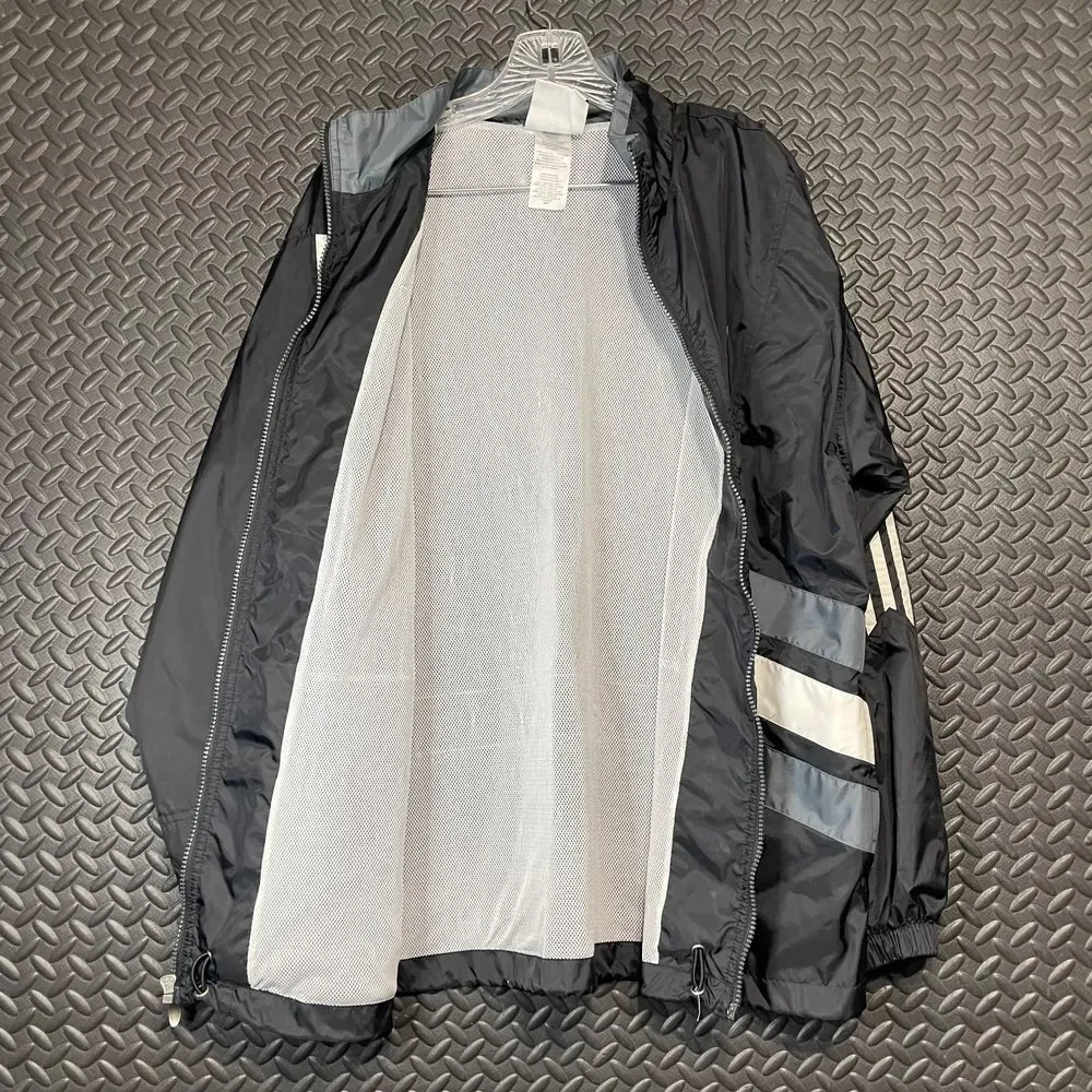 Vintage Adidas Black Athletic Wear Windbreaker Full Zip Sports Jacket Men's Sz M